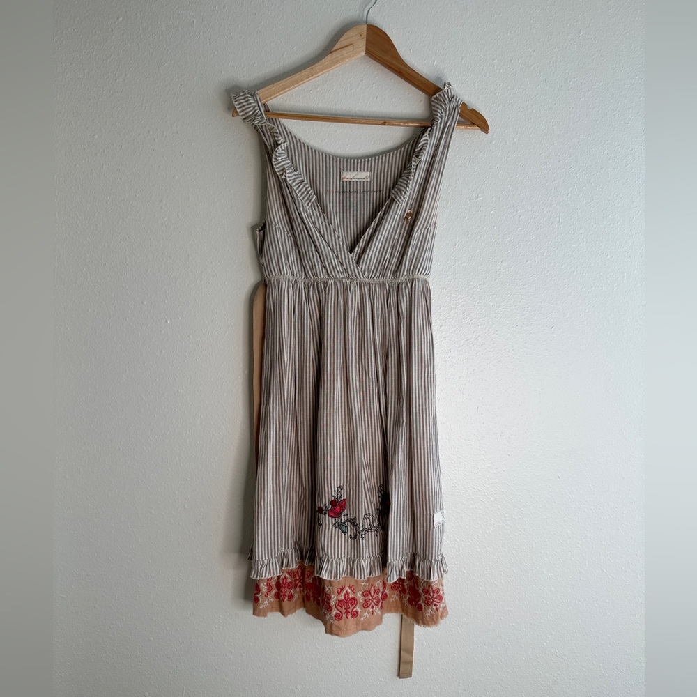 Odd Molly Stripe Embroidered Patch Boho Dress